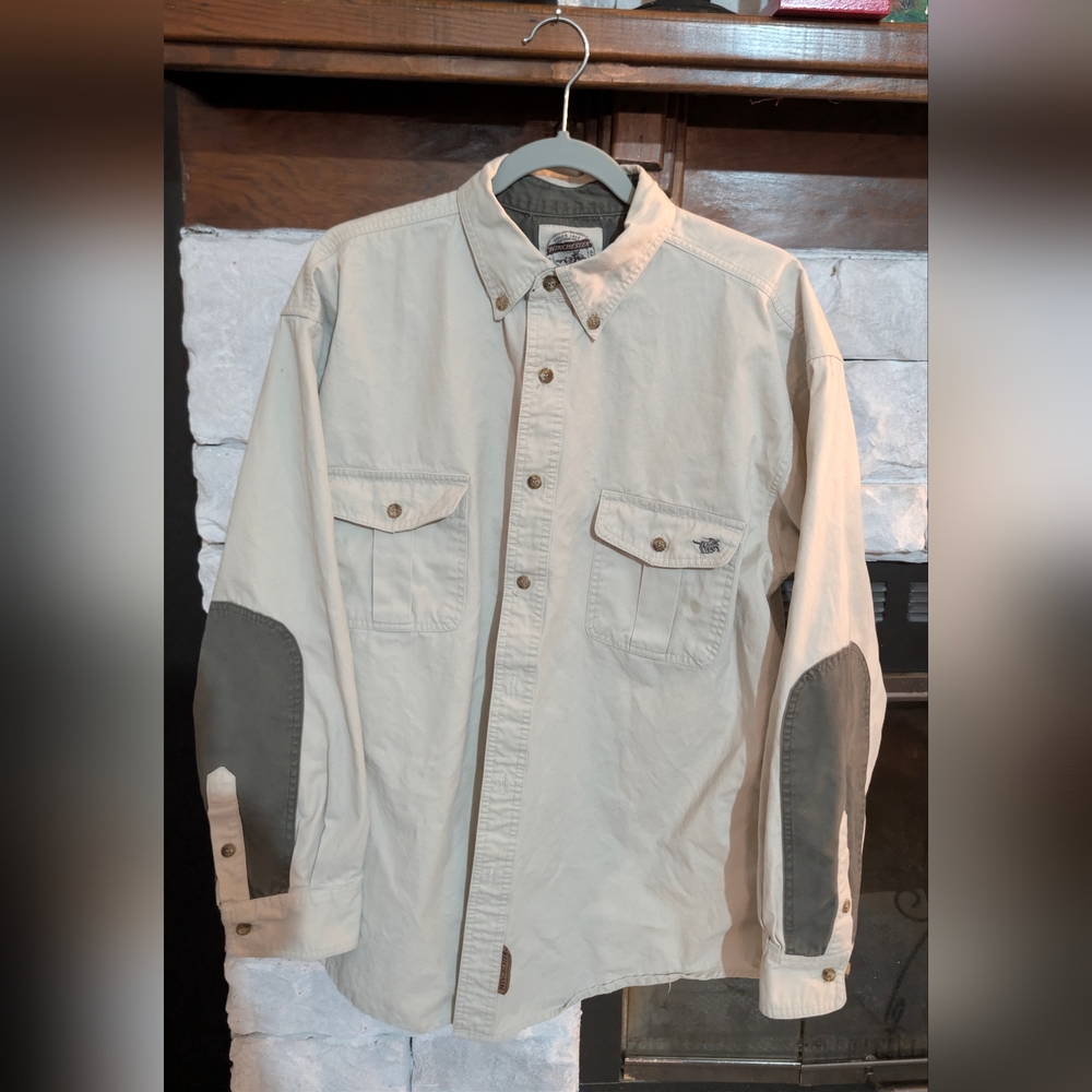 Men's Vtg Winchester Button Down Shirt - Gray Elbow Accents